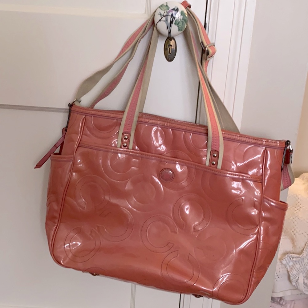 Coach Brand pink vinyl baby bag